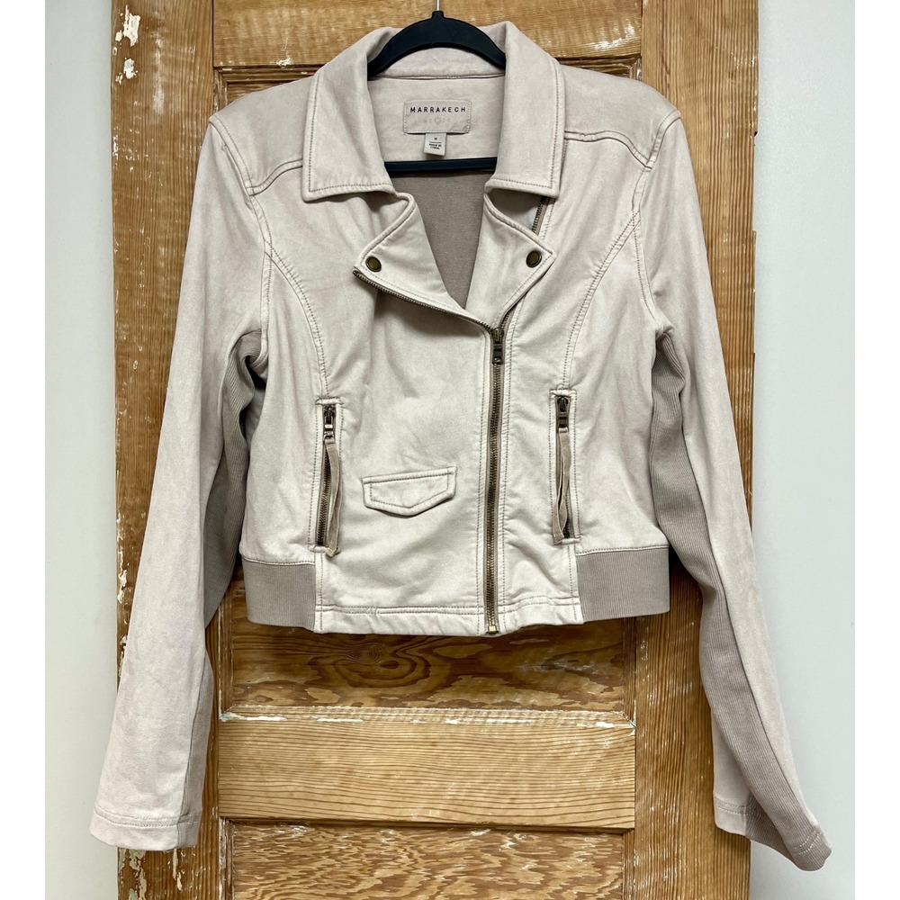 Marrakech Moto Faux Suede Jacket M Utility Urban Biker Streetwear Military Soft